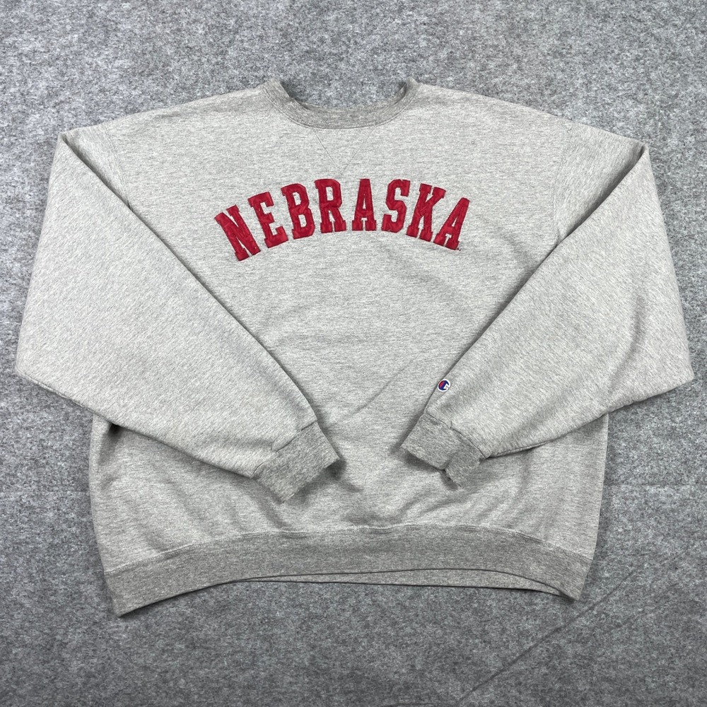 Vintage Nebraska Cornhuskers Sweatshirt Mens XL Gray Champion Authentic Athletic